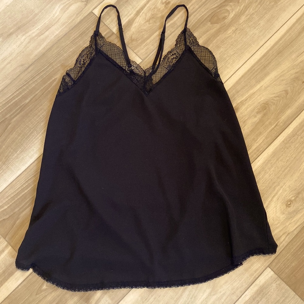Bias cut tank with lace edging XL